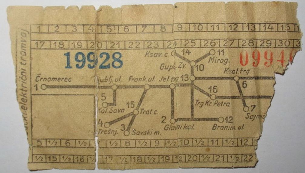 Tramvajska karta u prometu 1924.-1943. godine
